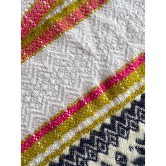 ZARA Multicolor Striped Snowflake Acrylic Knit Large Rectangle Blanket Scarf - Picture 5 of 9